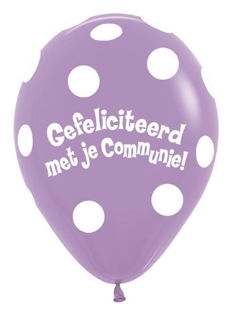 Ballons Communion Polka Dots Lilas 30cm 50pcs
