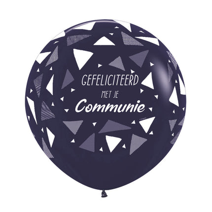 Ballons Félicitations pour ta communion Triangles Bleu marine 61cm 3pcs