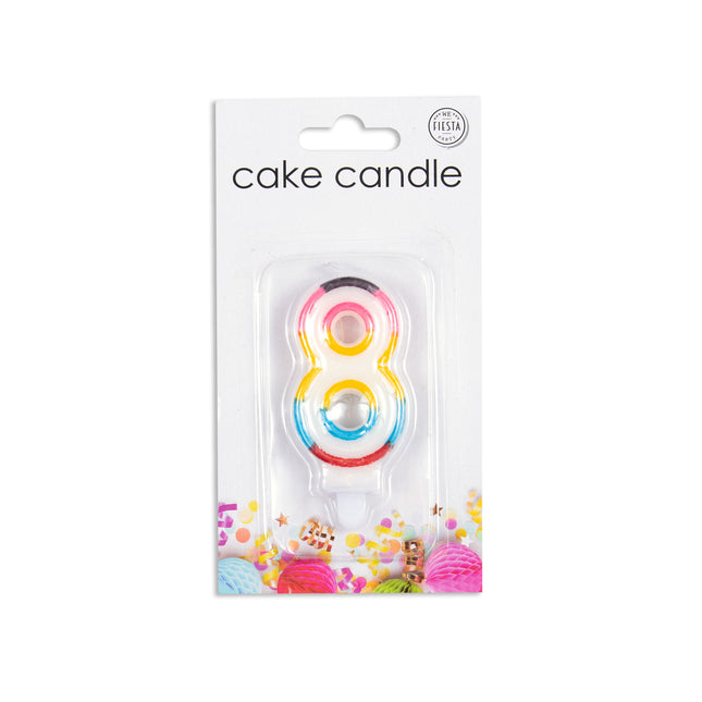 Bougie 8 ans colorée 7cm