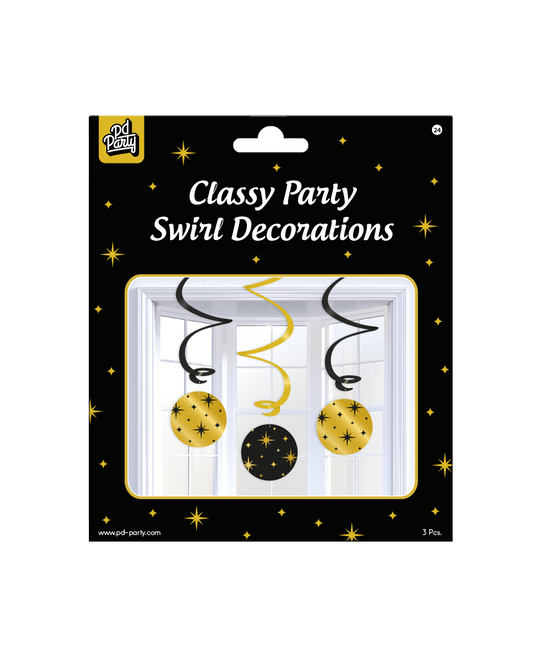 Décoration suspendue or noir étoiles 17cm