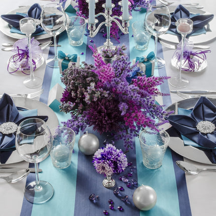 Chemin de table bleu foncé 36cm 9m