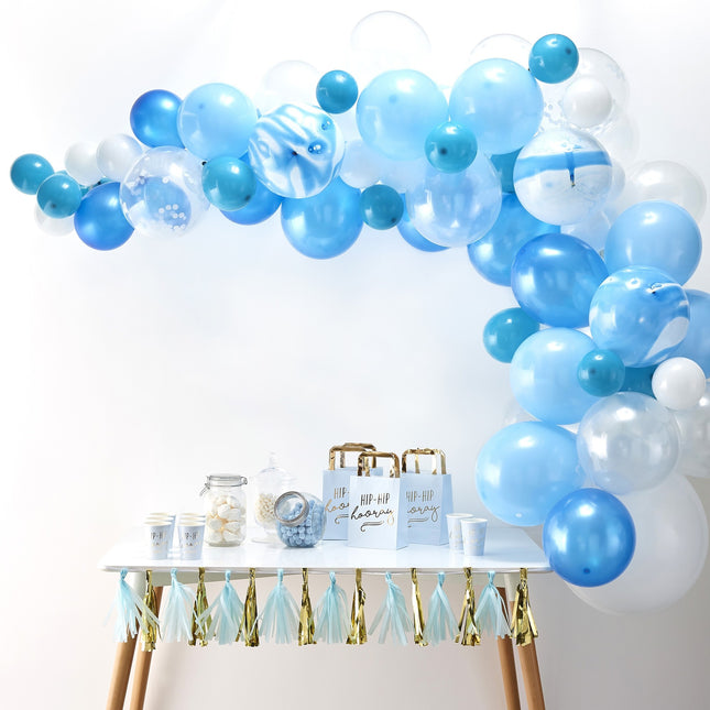 Set DIY d'arche de ballons bleus