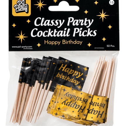 Bâtons de cocktail Happy Birthday 6.5cm 50pcs