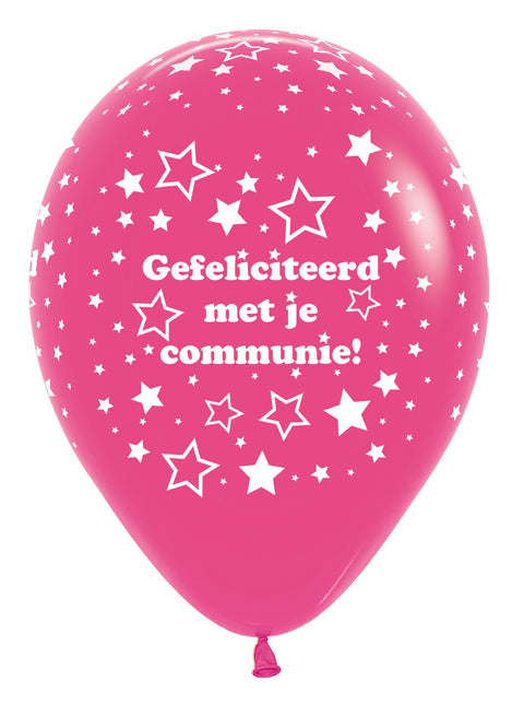 Ballons Communion Étoiles Fuchsia 30cm 25pcs