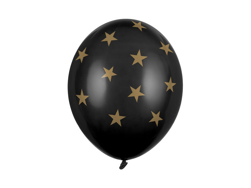 Ballon noir étoiles dorées 30cm 6pcs