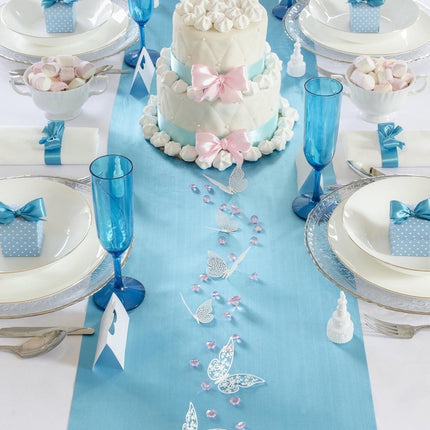 Chemin de table turquoise 36cm 9m