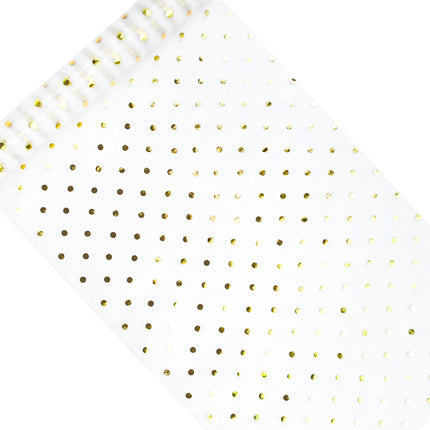 Tissu organza blanc à pois dorés 36cm 9m