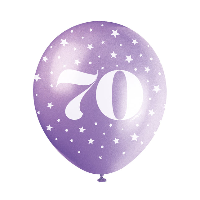 Ballons 70 ans Confetti 30cm 5pcs