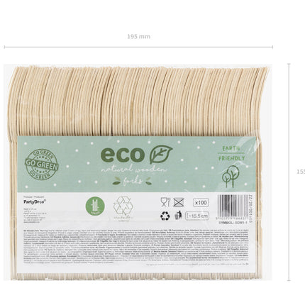 Fourchettes en bois 15.5cm 100pcs