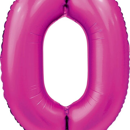 Ballon numéro Fuchsia 0 Année Gloss 86cm