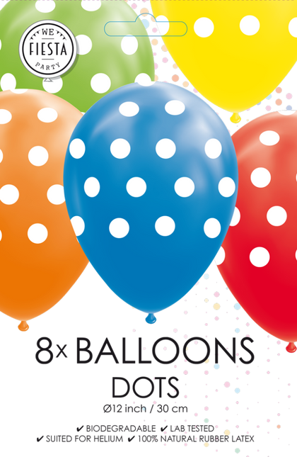 Ballons colorés Dots 30.5cm 8pcs