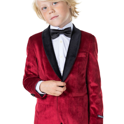 Blazer en velours rouge bordeaux Garçon <tc>OppoSuits</tc>