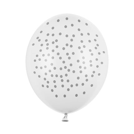 Ballons blancs à pois gris 30cm 6pcs