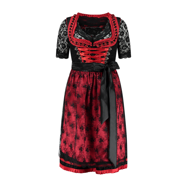 Noir Rouge Robe Dirndl Oktoberfest Dames 2 pièces