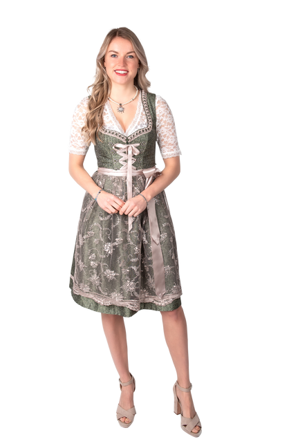 Pink White Creme Dirndl Dress Oktoberfest Ladies Jaquard Grey