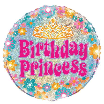 Ballon à l'hélium Anniversaire Princesse Paillettes 45cm vide