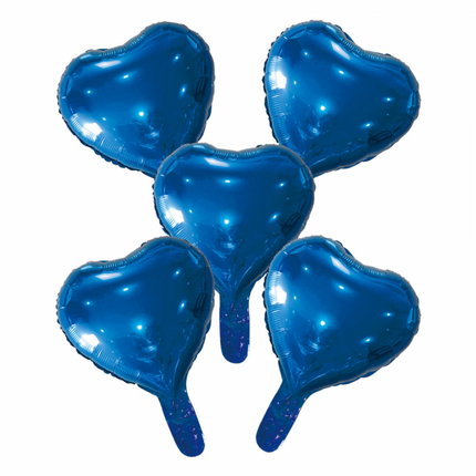 5 Ballons de baudruche cœur avec paille en papier 9" bleu