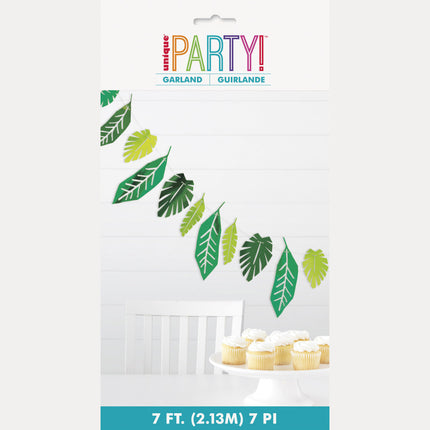 Décoration Hawaii Guirlande Feuille de palmier 2.13m