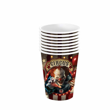 Tasses d'Halloween Clown 240ml 6pcs