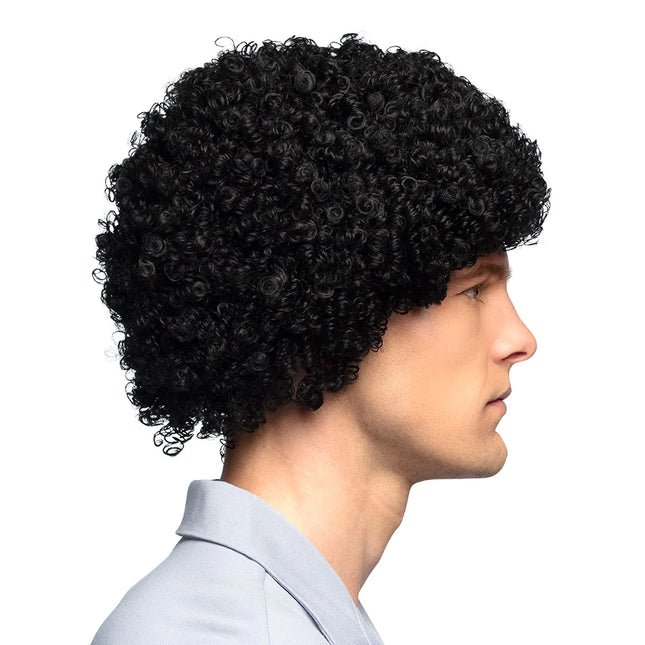 Perruque noire boucles