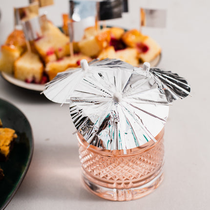 Bâtons de cocktail argentés Parasol 10cm 10pcs