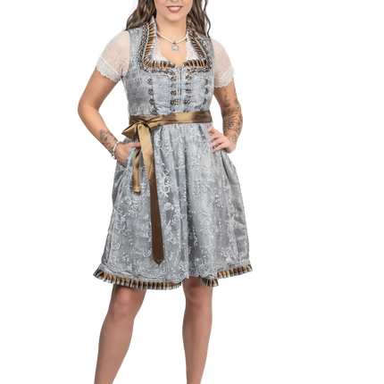 Silver Dirndl Robe Oktoberfest Femmes 2 Pièces