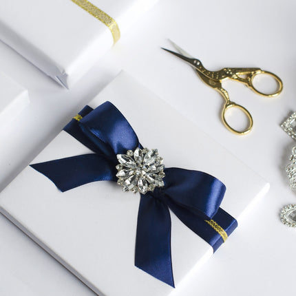 Ruban de satin bleu foncé 38mm 25m