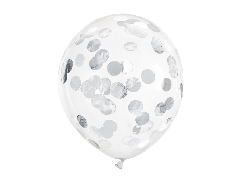 Ballons Confetti Argent Deluxe 30cm 6pcs
