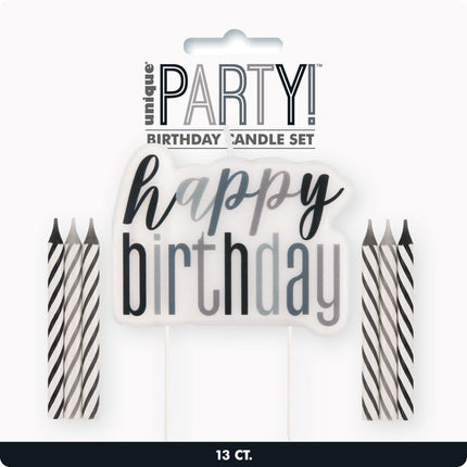 Set de bougies Happy Birthday noir pailleté 13 pièces