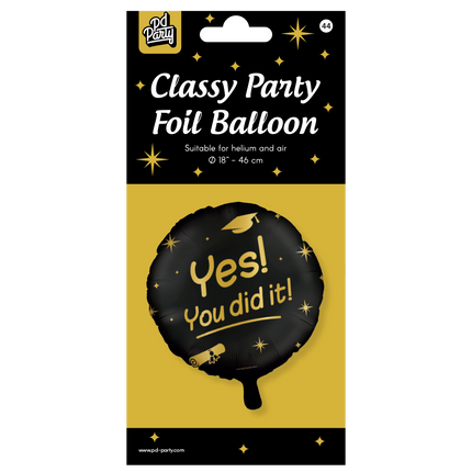 Ballon à l'hélium noir et doré, tu l'as fait, vide 45 cm