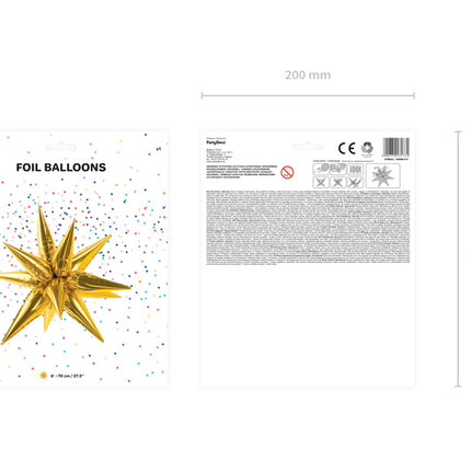 Ballon à l'hélium étoile 3D or vide 70cm