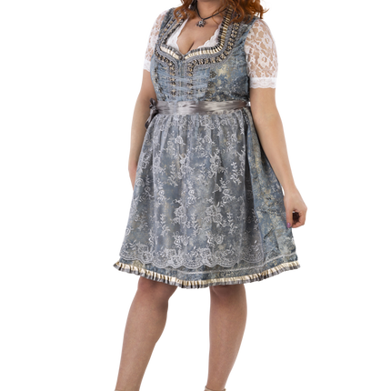 Gold Silver Dirndl Dress Oktoberfest Ladies 2 Piece