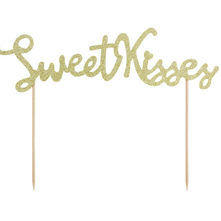 Décor de gâteau Sweet Kisses Gold 16cm
