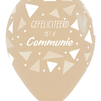 Ballons Félicitations pour ta communion Triangles Blanc Sable 30cm 25pcs