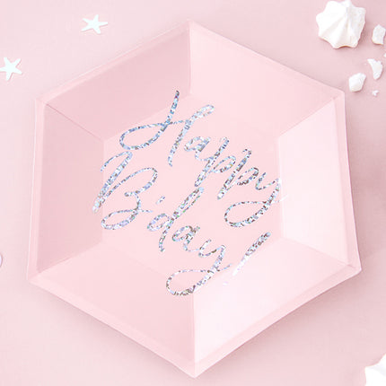 Assiettes Happy Birthday Light Pink 20cm 6pcs