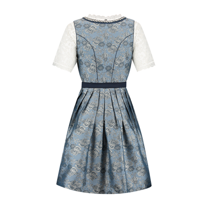 Blue Silver Dirndl Dress Oktoberfest Ladies 2 Piece