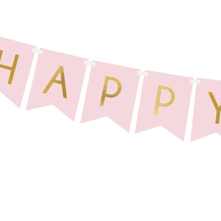 Bannière Happy Birthday Rose clair 1.75m