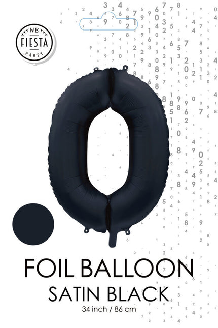 Ballon numéro noir 0 an brillant 86cm