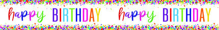 Bannière Happy Birthday Confetti coloré 2.74m