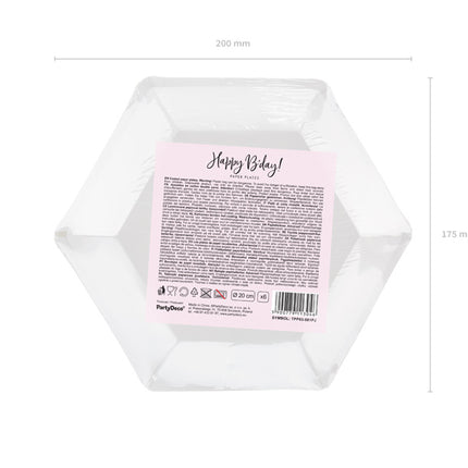 Assiettes Happy Birthday Light Pink 20cm 6pcs