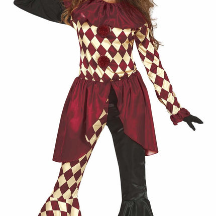 Horror Clown Halloween Costume Ladies Red Gold