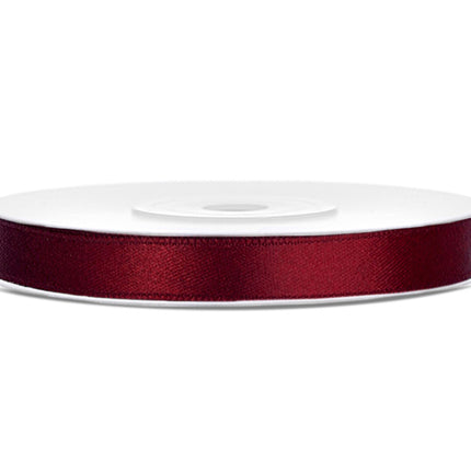 Ruban de satin rouge bordeaux 6 mm 25 m
