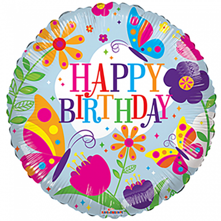 Ballon à l'hélium Happy Birthday Butterfly 45cm vide