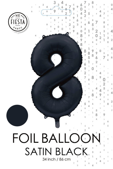 Ballon à figures noir 8 ans brillant 86cm