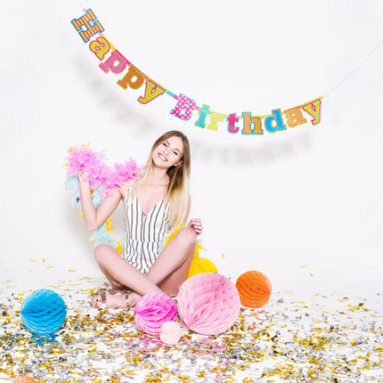 Guirlande de lettres Happy Birthday colorées 1.7m