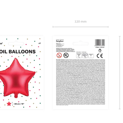 Ballon à l'hélium étoile rouge vide 48cm