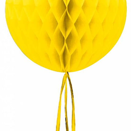 Boule en nid d'abeille Frange jaune 30cm
