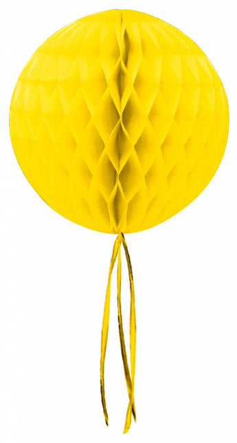Boule en nid d'abeille Frange jaune 30cm
