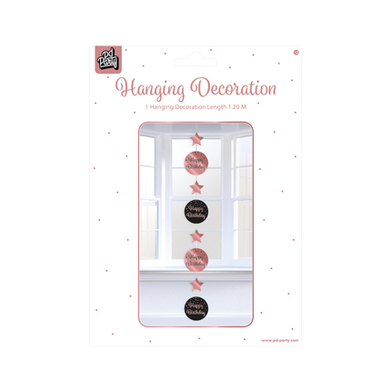 Décoration suspendue Happy Birthday Rose Noir 20,5cm