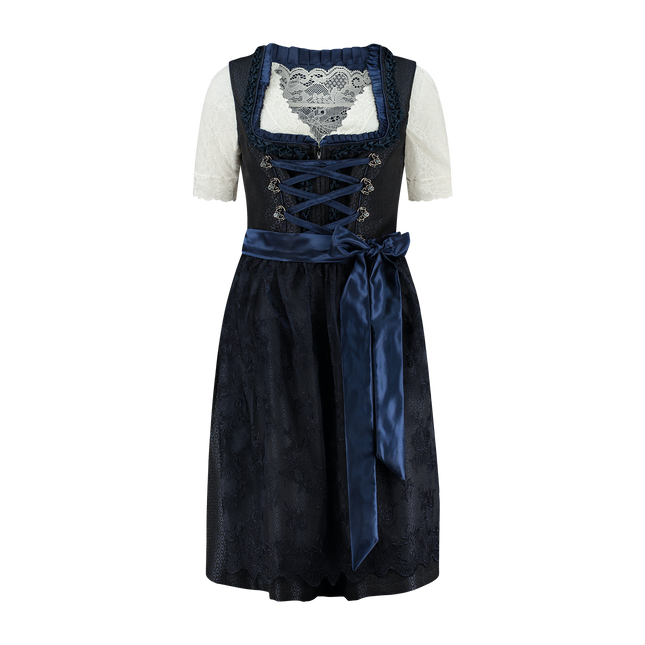 Bleu foncé Robe Dirndl Oktoberfest Femmes 2 Pièces